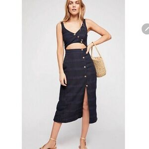 NWT Free People Size Large Ultraviolet Midi Dress in Midnight